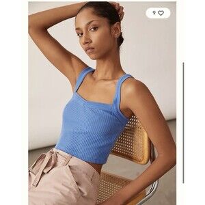 Citizens of Humanity Freja Organic Top Blue Ribbed Tank Anthropologie Medium